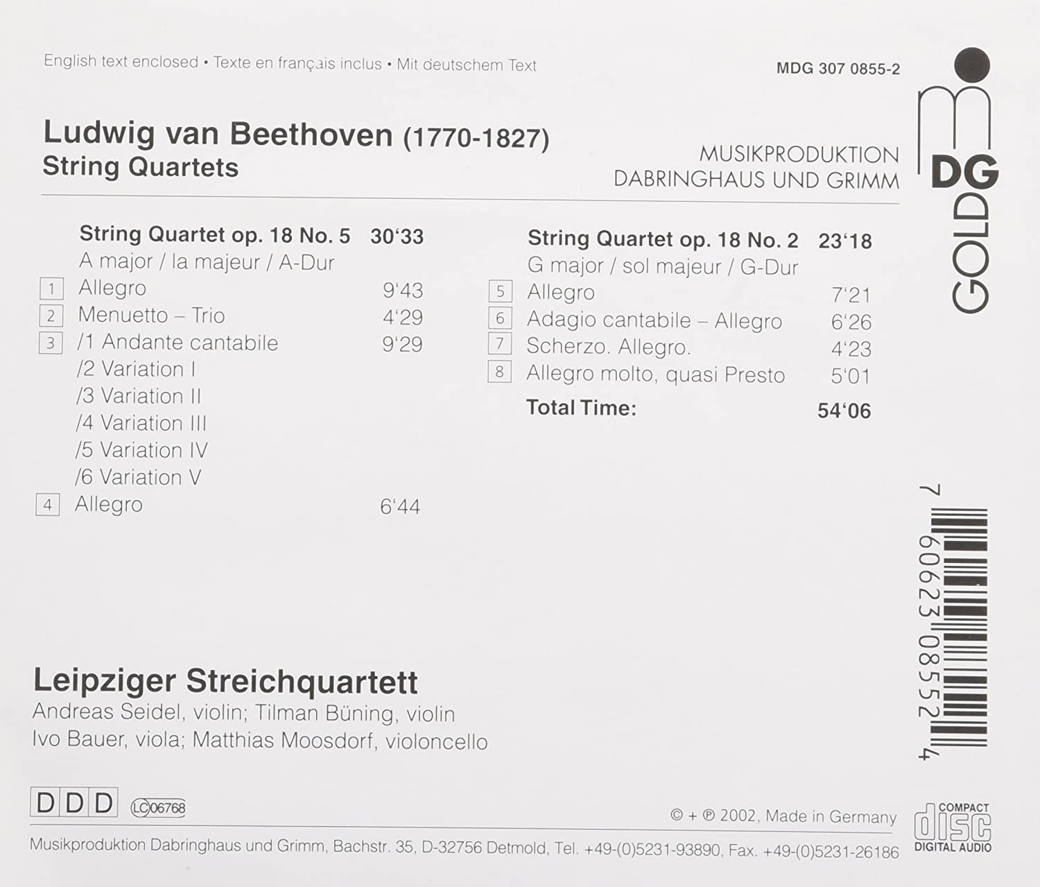 BEETHOVEN: String Quartets op. 18, 2 & 5 - slide-1