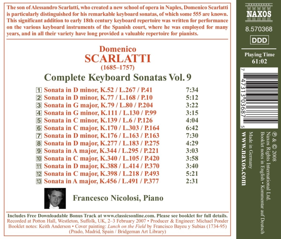 SCARLATTI: Keyboard Sonatas Vol. 9 - slide-1