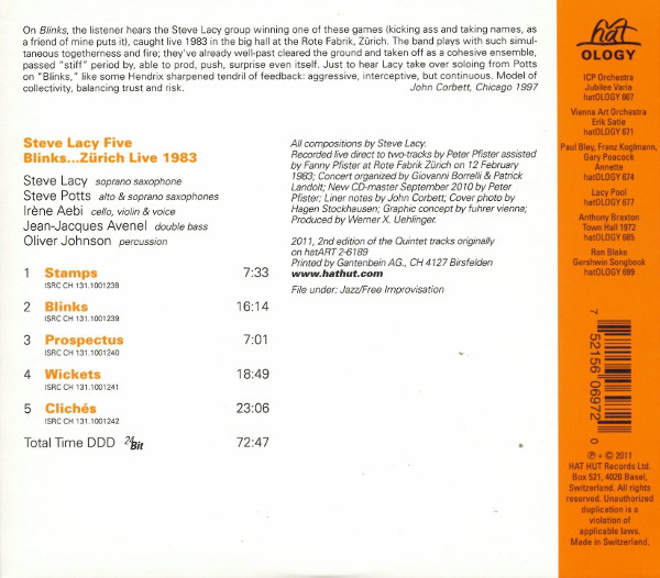 Steve Lacy: Blinks... Zurich 1983 - slide-1