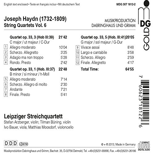 Haydn: String Quartets Vol. 6 - op. 33, nos. 1, 3 & 5 - slide-1