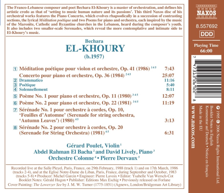 EL-KHOURY: Piano Concerto; Poems Nos. 1 and 2, Meditation poetique - slide-1