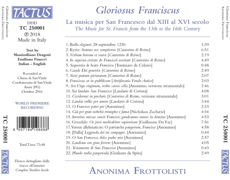 Gloriosus Franciscus - music for St. Francis, 13 - 16 century - slide-1