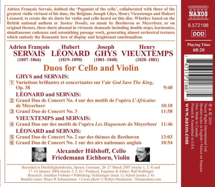 SERVAIS / GHYS / LEONARD / VIEUXTEMPS: Duos for Cello and Violin - slide-1