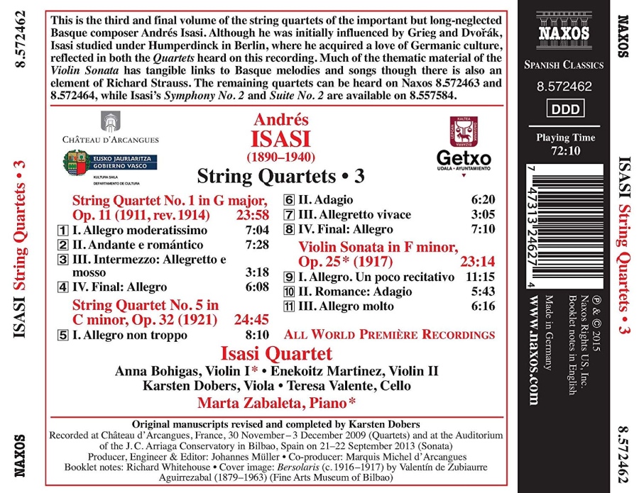 ISASI: String Quartets Vol. 3 - String Quartets Nos. 1 and 5 - slide-1
