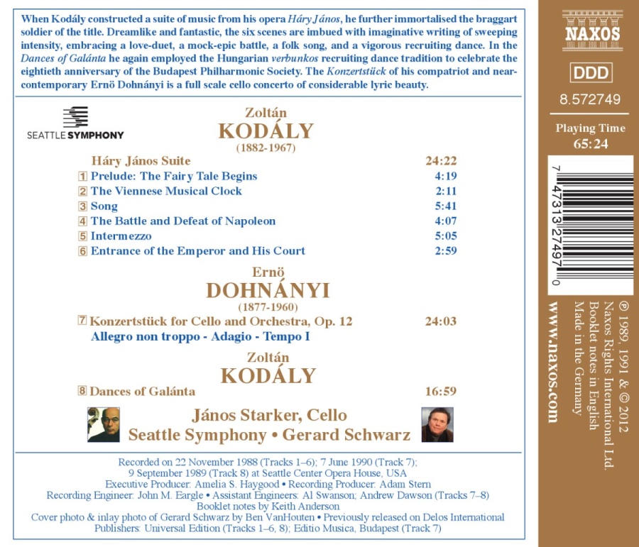 Kodaly: Hary Janos Suite, Dances of Galánta; Dohnanyi: Konzertstück for Cello and Orchestra - slide-1