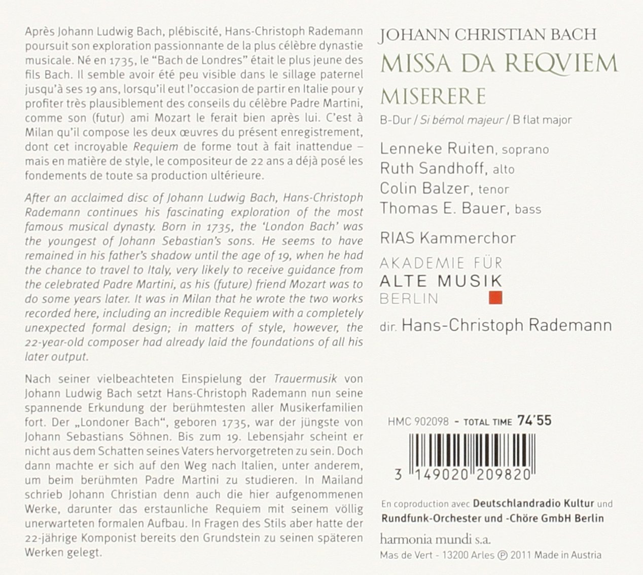 Bach, J.C.: Missa da Requiem, Miserere B-dur - slide-1