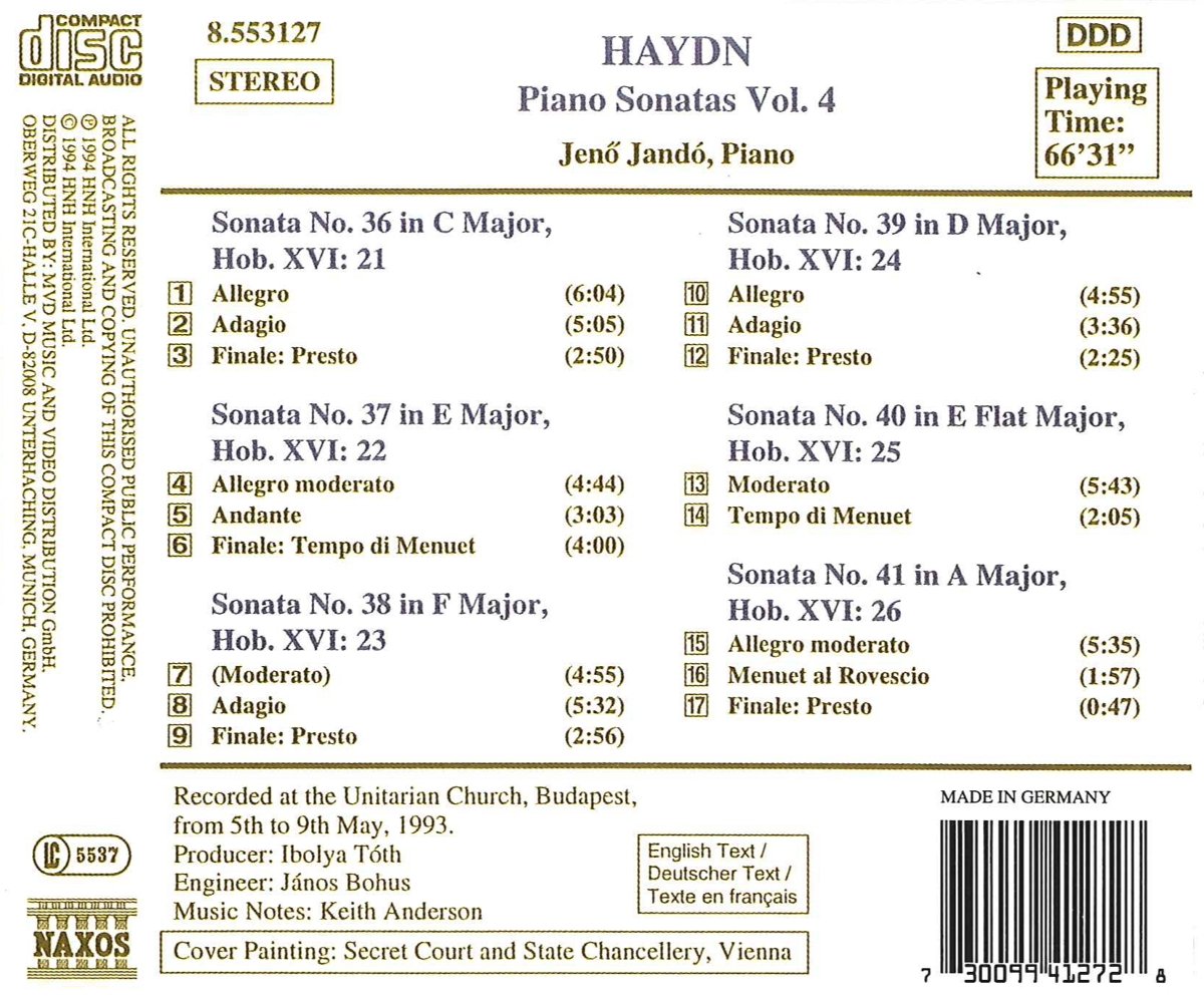 HAYDN: Piano Sonatas 36, 37, 38, 39, 40, 41 vol. 4 - slide-1