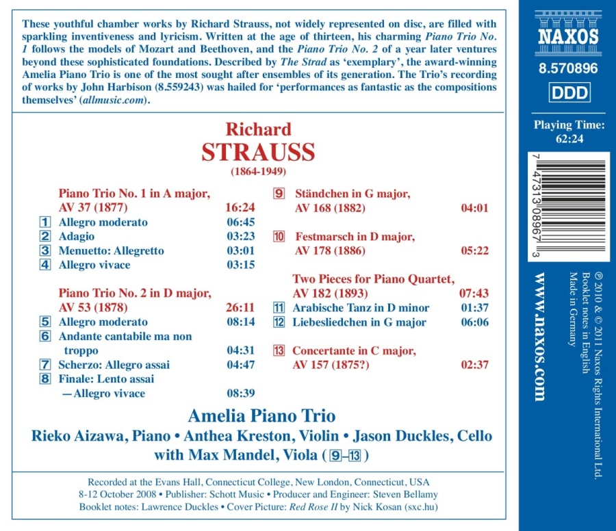 Strauss: Piano Trios Nos. 1 & 2, Works for Piano Quartet - slide-1
