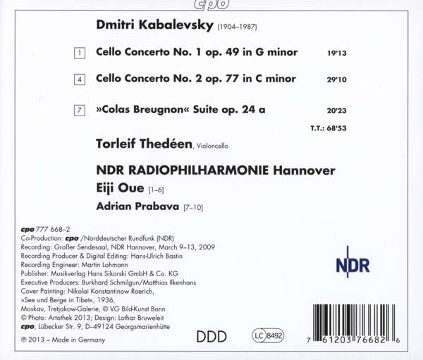 Kabalewsky: Cello Concertos Nos. 1 & 2, Colas Breugnon Suite - slide-1