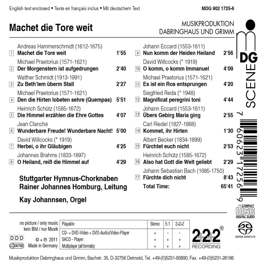 Machet die Tore weit, Christmas Choral Music by Hammerschmidt, Praetorius, Schmidt, Schütz, Brahms, Bach, ... - slide-1