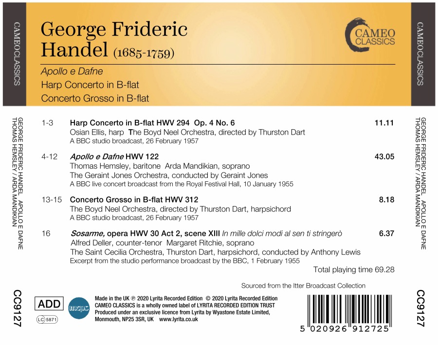 Handel: Apollo e Dafne; Harp Concerto; Concerto Grosso - slide-1