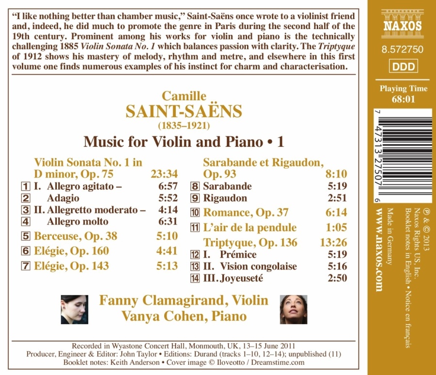 Saint-Saëns: Works for Violin and Piano Vol. 1 - slide-1