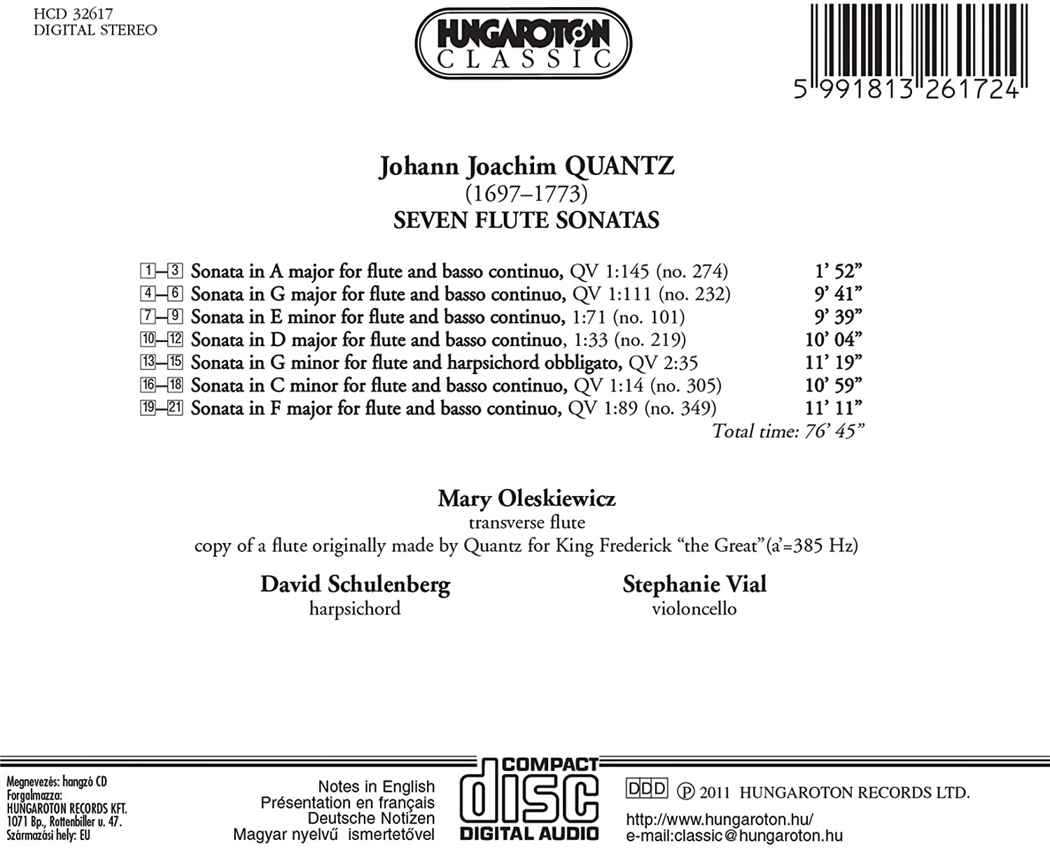 Quantz: Seven Flute Sonatas - slide-1