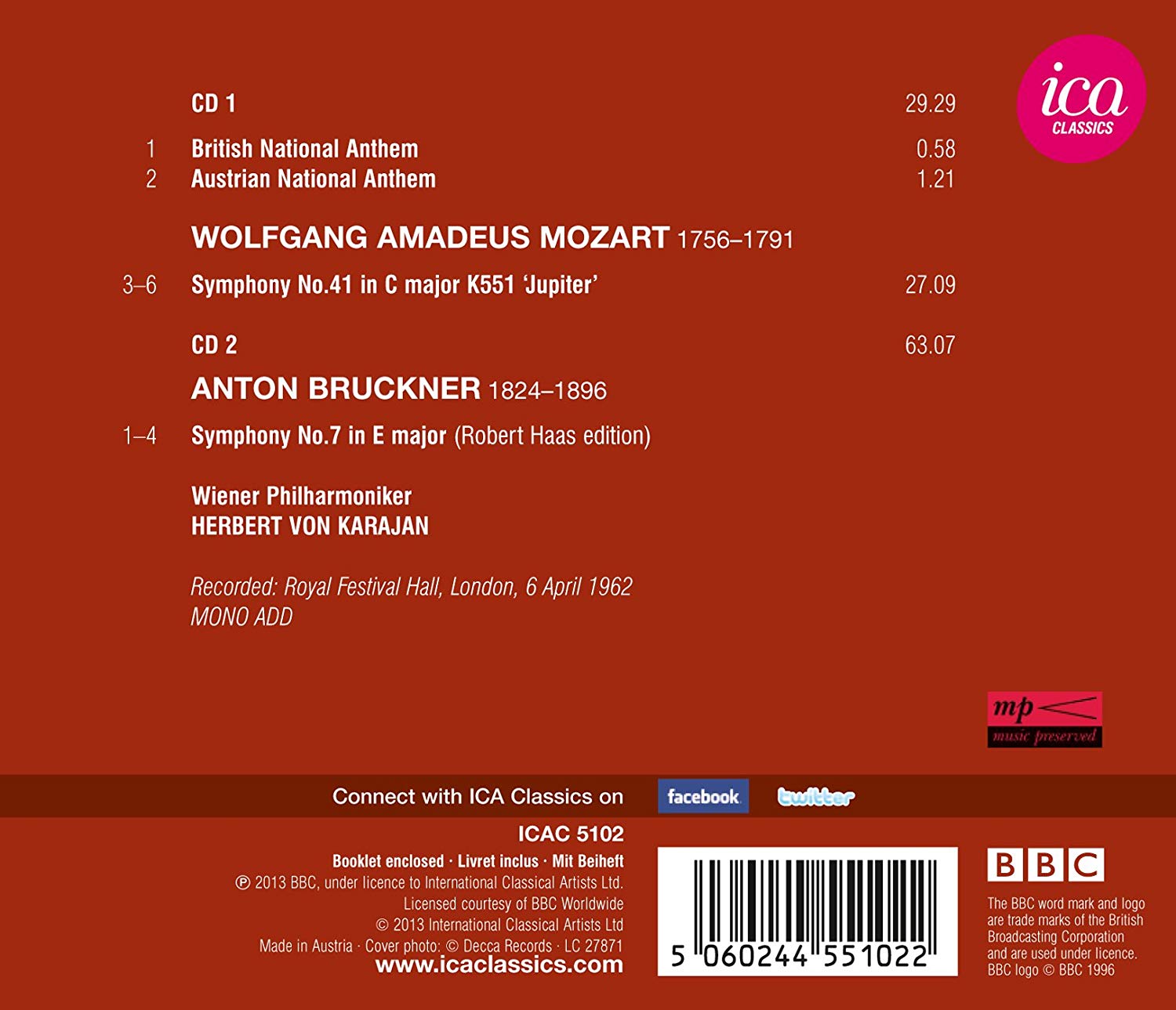Mozart: Symphony No. 41 'Jupiter'/ Bruckner: Symphony No. 7 - slide-1