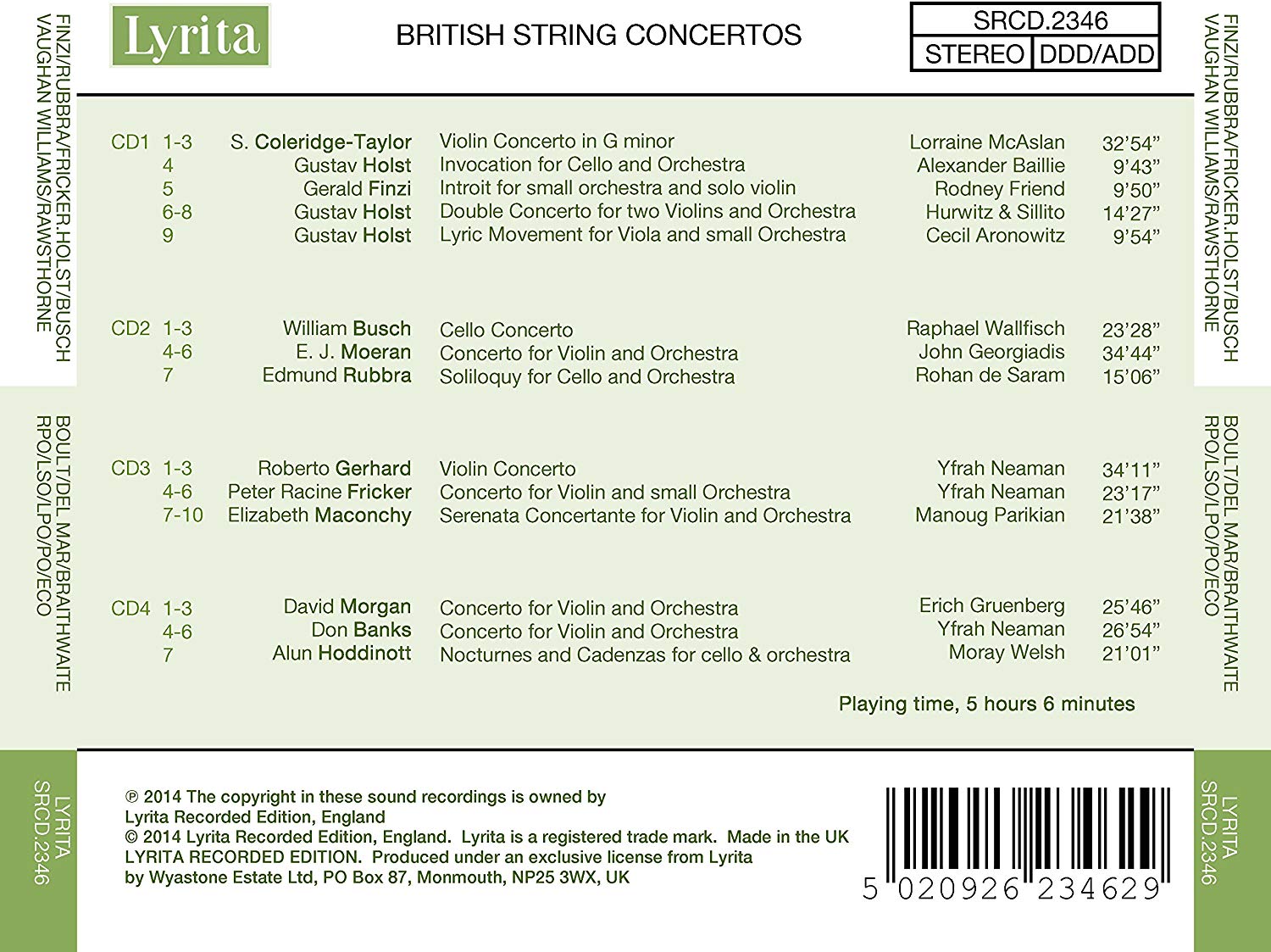 British String Concertos - Coleridge-Taylor; Holst; Finzi; Busch; Moeran; Rubbra; Gerhard; Morgan; ... - slide-1