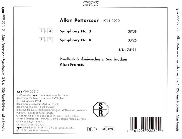 PETTERSSON: Symphonies nos. 3 & 4 - slide-1