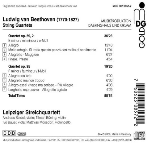 BEETHOVEN: String quartets op. 95 & 59,2 - slide-1