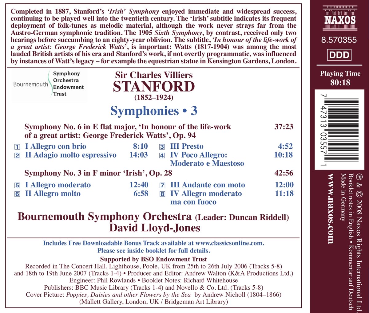 Stanford: Symphony No. 3 "Irish" & No. 6 - slide-1