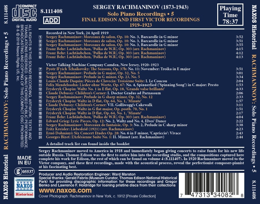 Rachmaninov: Solo Piano Recordings Vol. 5 - slide-1