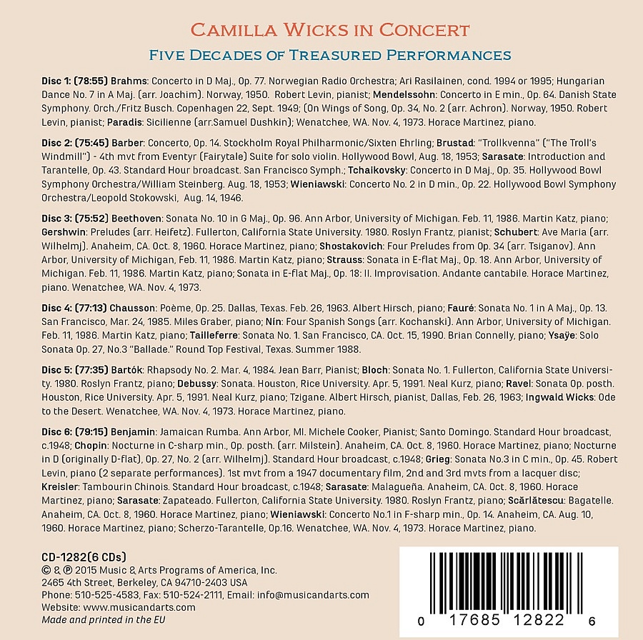 Camilla Wicks - Five Decades of Treasured Performances - slide-1