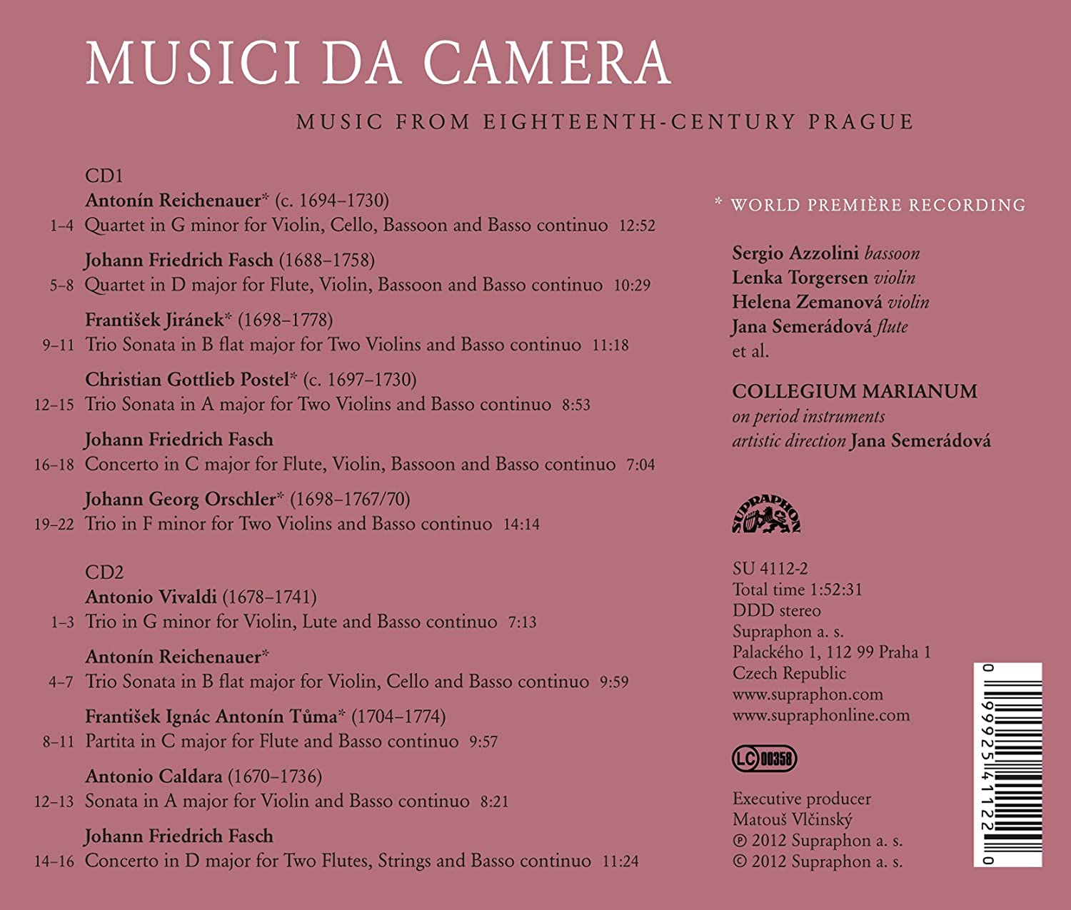 Musici da Camera - Reichenauer, Jiranek, Vivaldi, Fasch, Caldara, Tuma, Postel, Orschler - slide-1