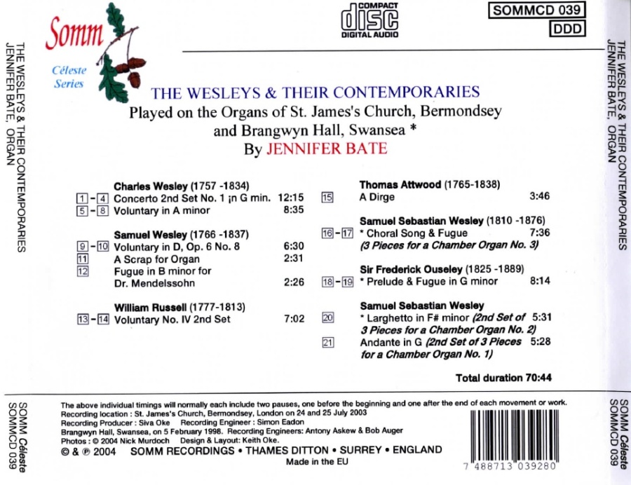 Organ Music by The Wesleys & Their Contemporaries - slide-1