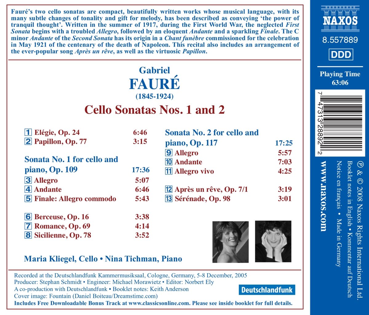 Faure:: Cello Sonatas Nos. 1 & 2 - slide-1