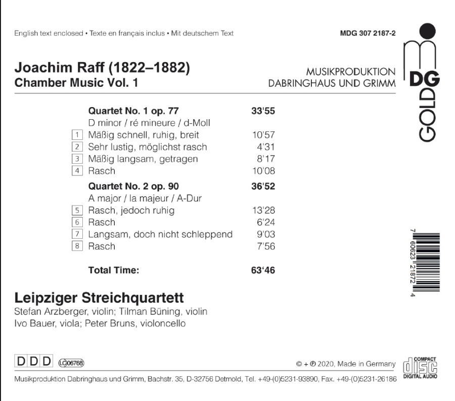 Raff: Chamber Music Vol. 1 - String Quartets Nos. 1 & 2 - slide-1