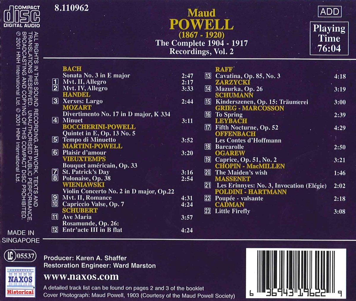 Maud Powell - Complete Recordings 1904-17, Vol 2 - slide-1