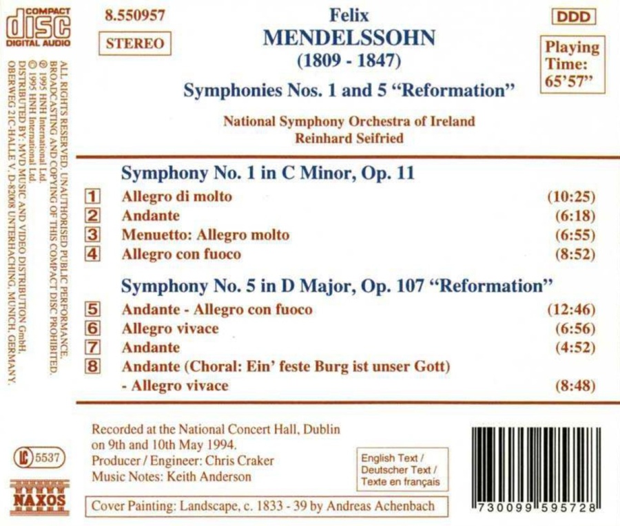 MENDELSSOHN: Symphonies Nos. 1 and 5 - slide-1