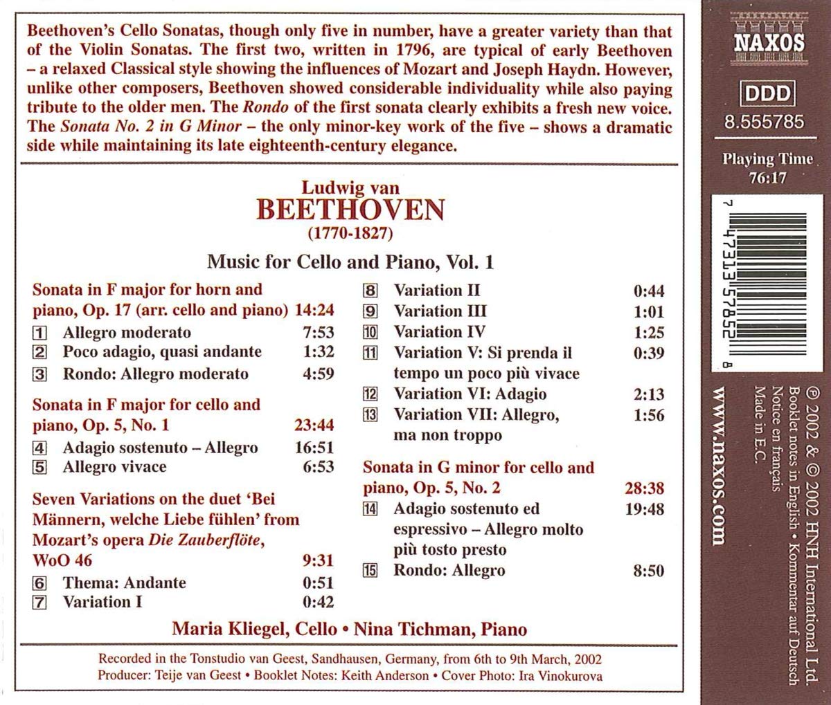 BEETHOVEN: Cello Sonatas nos. 1 and 2 - slide-1