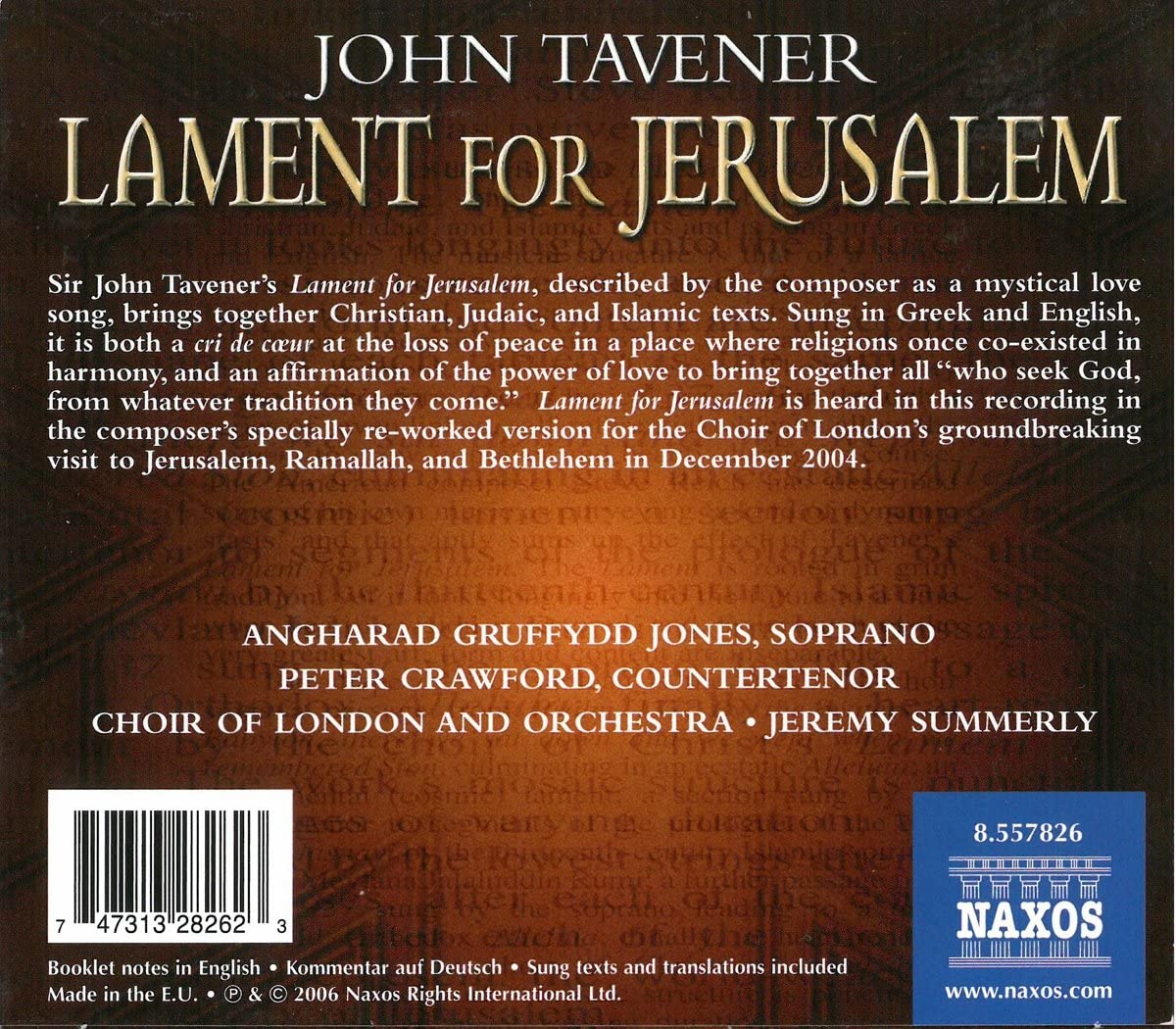 TAVENER: Lament for Jerusalem - slide-1