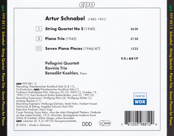 SCHNABEL: String Quartet No 5, Piano Trio - slide-1