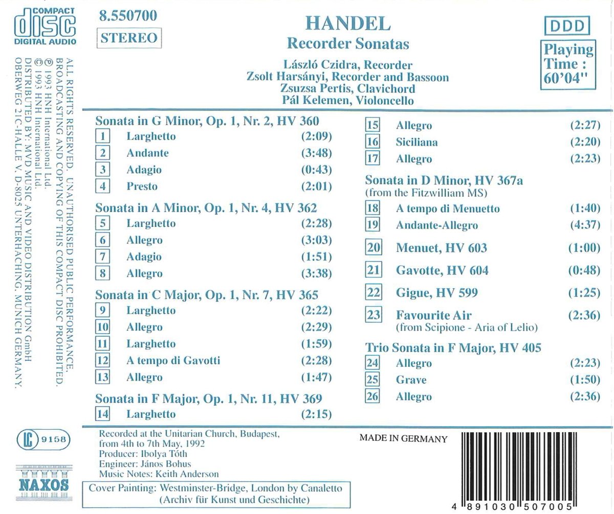 HANDEL: Recorder Sonatas - slide-1