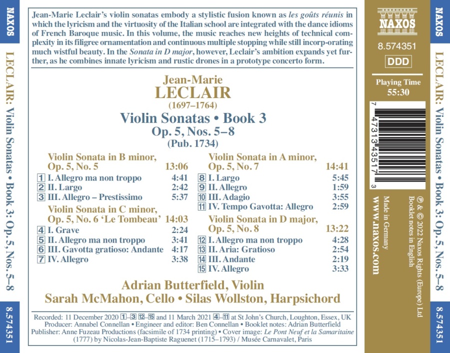 Leclair: Violin Sonatas Book 3 - Op. 5, Nos. 5–8 - slide-1