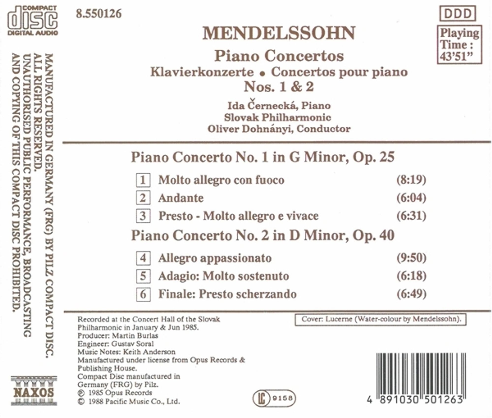 MENDELSSOHN: Piano concertos 1 & 2 - slide-1