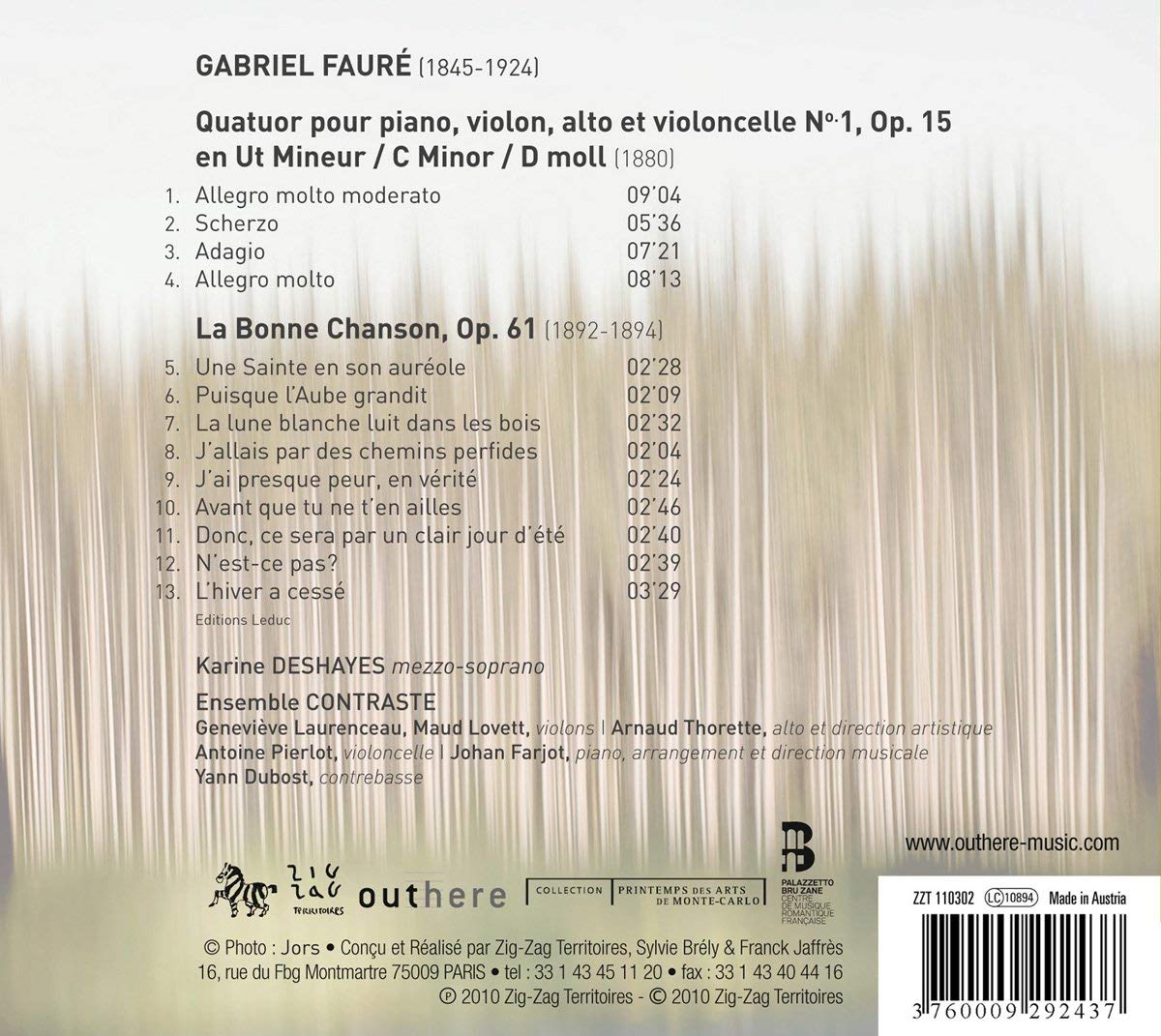 Fauré: La bonne chanson op. 61, Piano Quartet op. 15 - slide-1