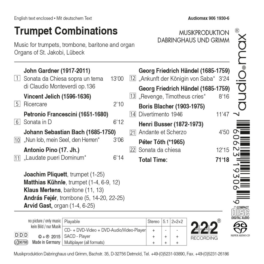 Trumpet Combinations - Handel ,Francescini, Blacher, Bach, - slide-1
