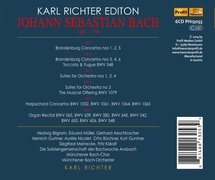 Karl Richter Edition - Bach: Brandenburg Conc., Orchestral Suites, Harpsichord Conc., The Musical Offering, Organ Recital - slide-1