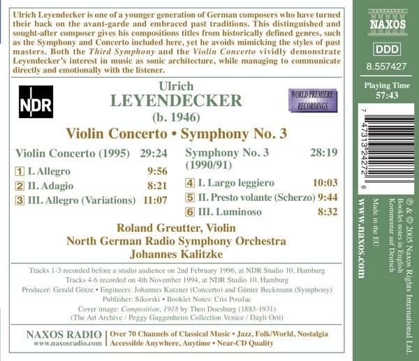 LEYENDECKER: Violin Concerto; Symphony No 3 - slide-1