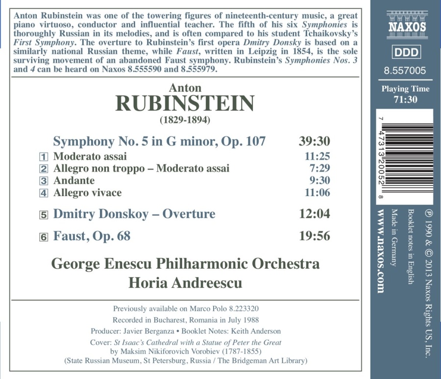 Rubinstein: Symphony No. 5, Dmitry Donskoy - Overture, Faust, reedycja Marco Polo - slide-1