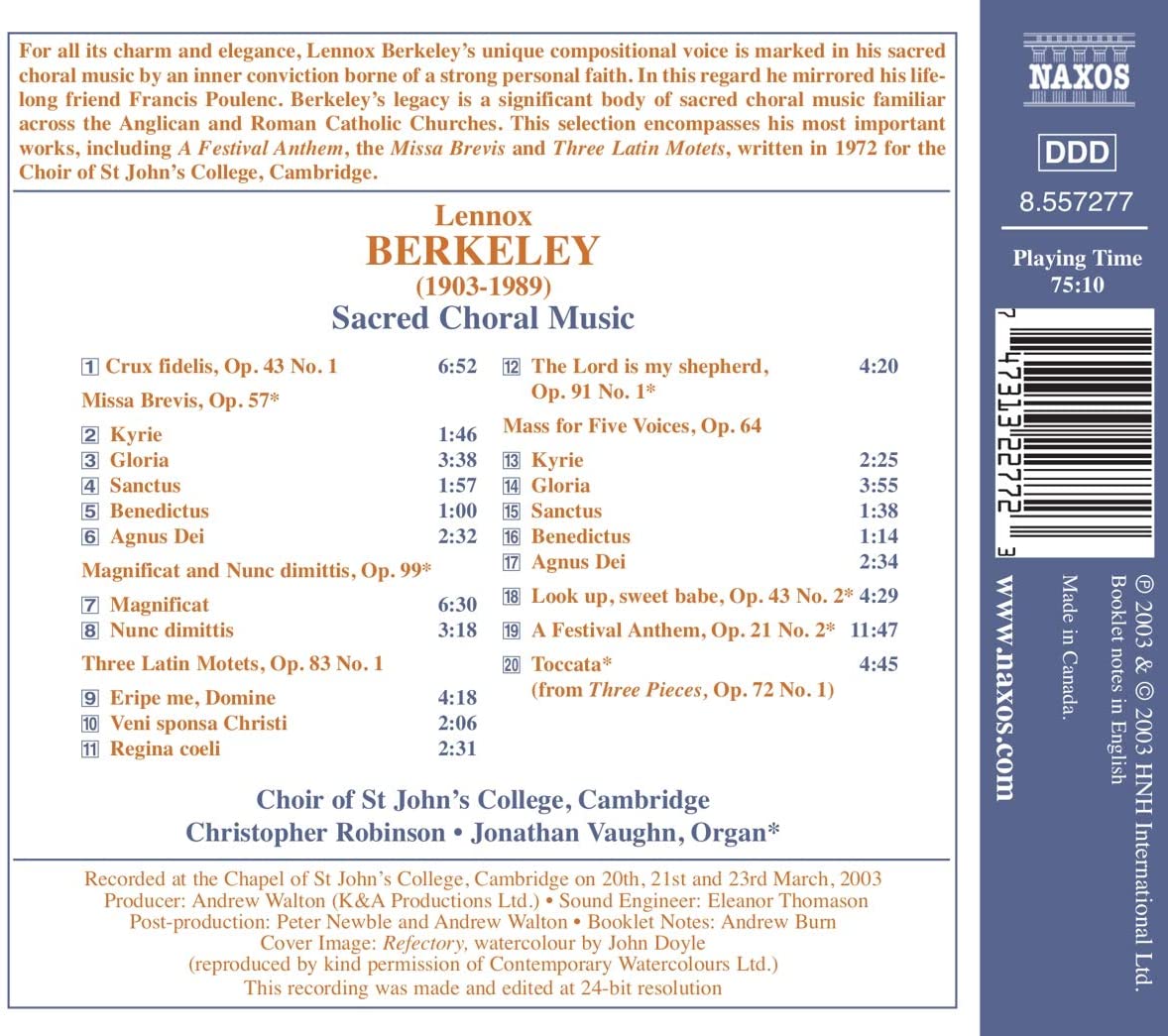 BERKELEY: Sacred Choral Music - slide-1