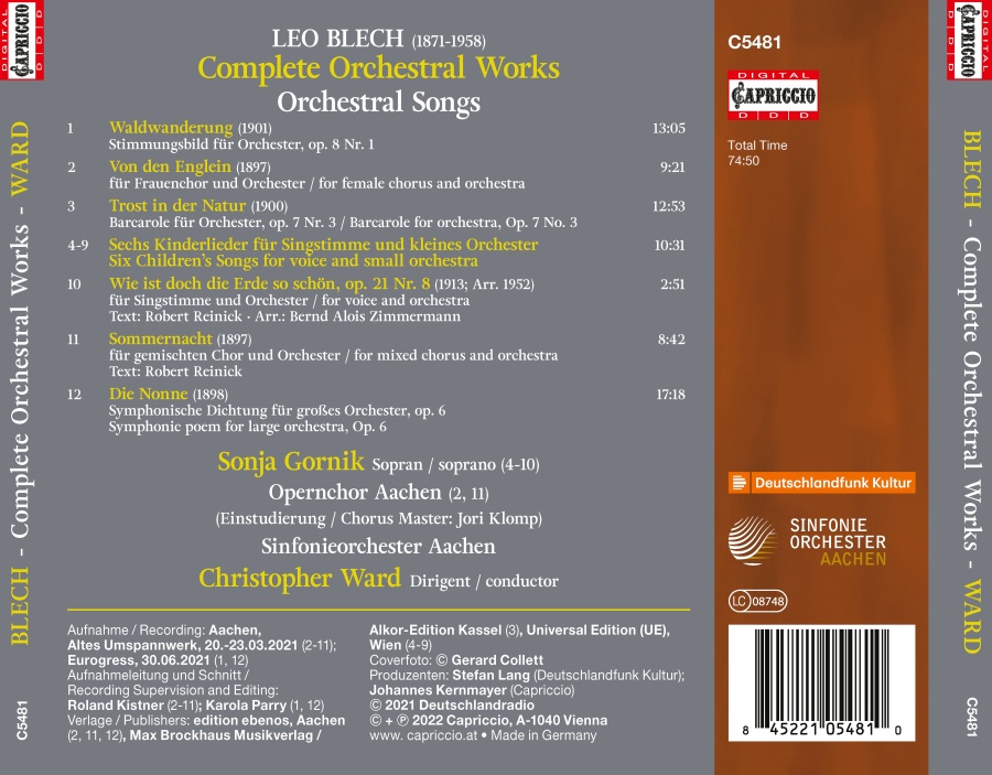Blech: Complete Orchestral Works; Orchestral Songs - slide-1