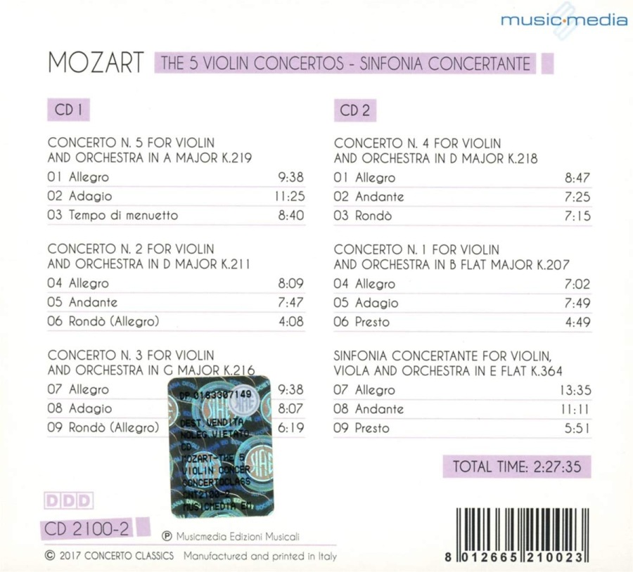 Mozart: 5 Violin Concertos, Sinfonia Concertante for Violin & Viola - slide-1