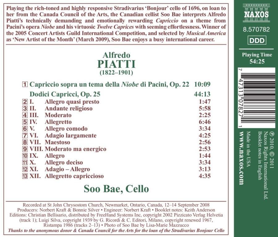 Piatti: 12 Caprices for Cello, Capriccio sopra un tema della Niobe di Pacini - slide-1