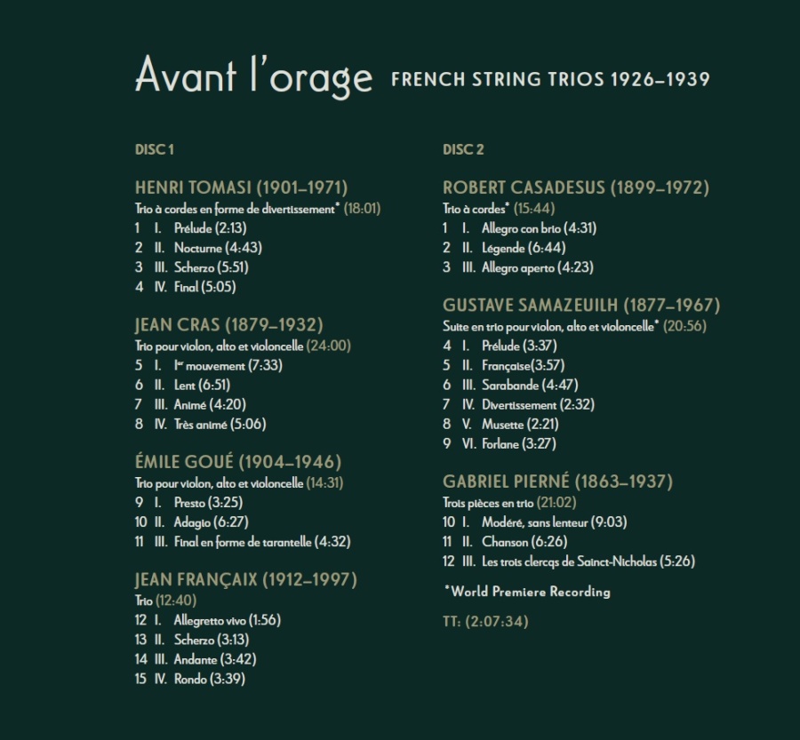 Avant l’orage - French String Trios 1926–1939 - slide-1