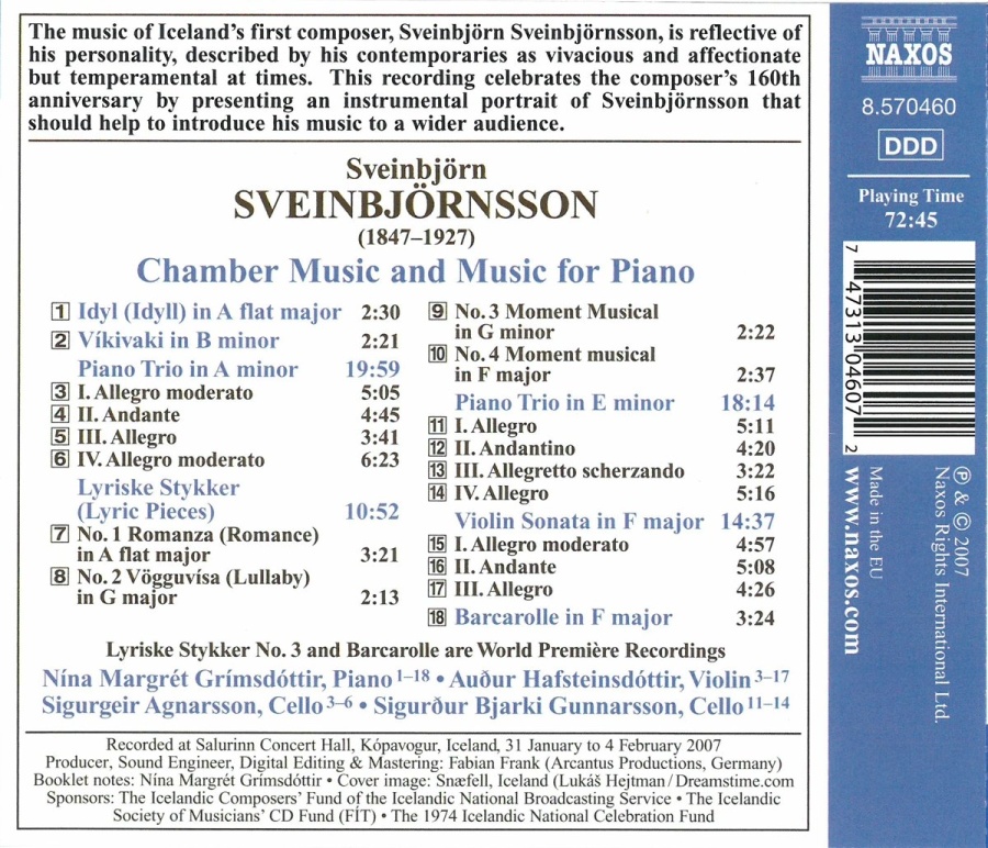 SVEINBJORNSSON: Piano Trios; Violin Sonata - slide-1