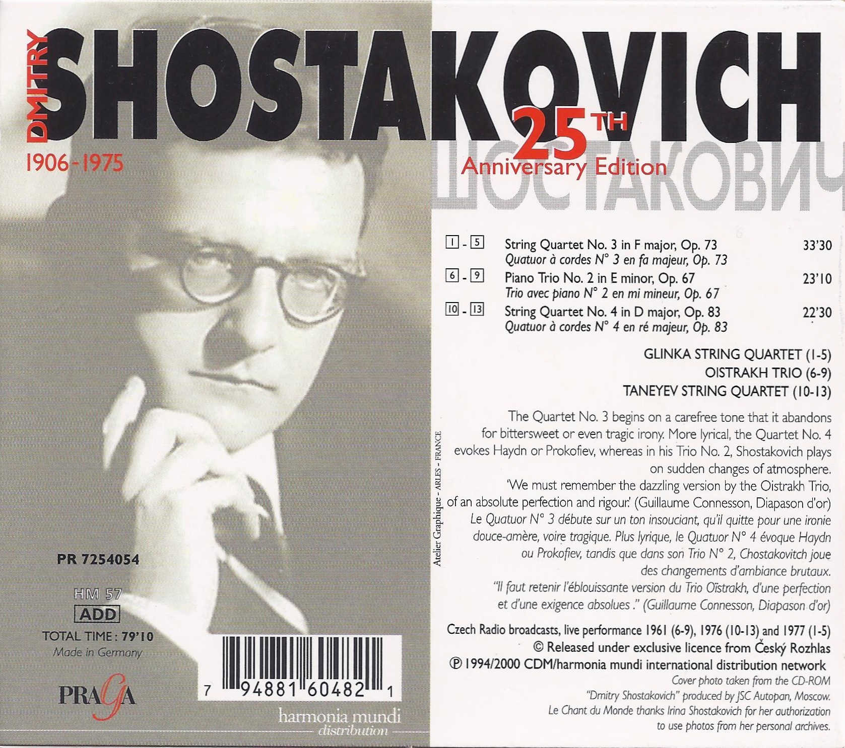 Shostakovich: String Quartets no. 3 & 4 - slide-1