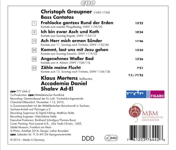 Graupner: Bass Cantatas - slide-1