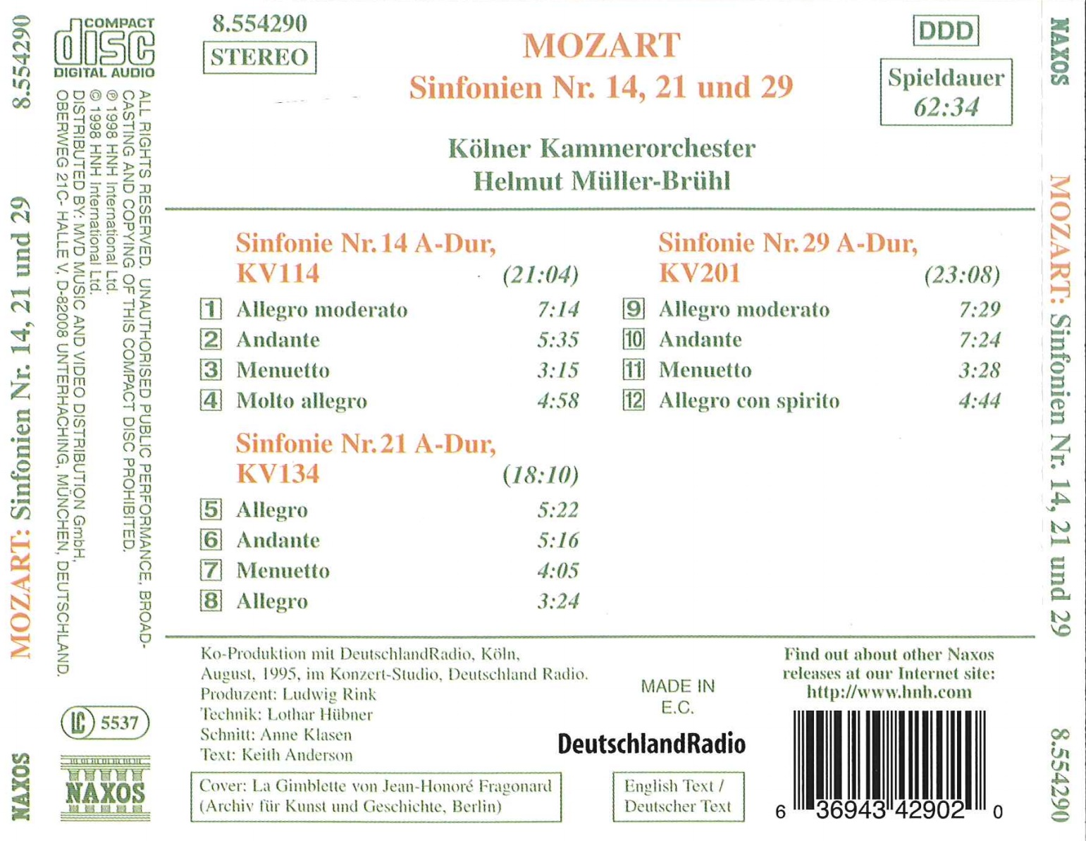 MOZART: Sinfonien nr 14, 21 & 29 - slide-1